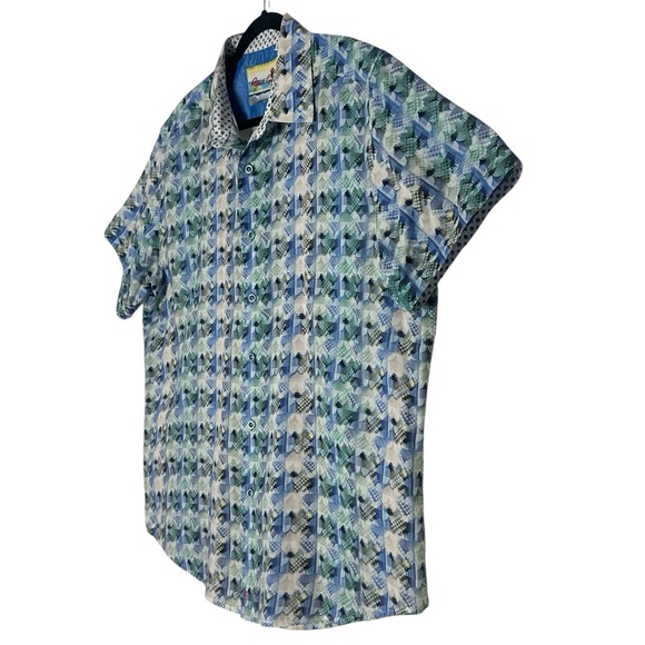 Robert Graham Shirt Men's 2XL Short Sleeve Button Up Designer Luxury Formal - Picture 7 of 10